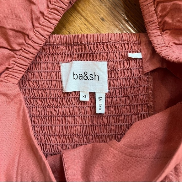 BA&SH Peach Organic Cotton Button Down Belted Cyrielle Dress in size  2 - Picture 6 of 12